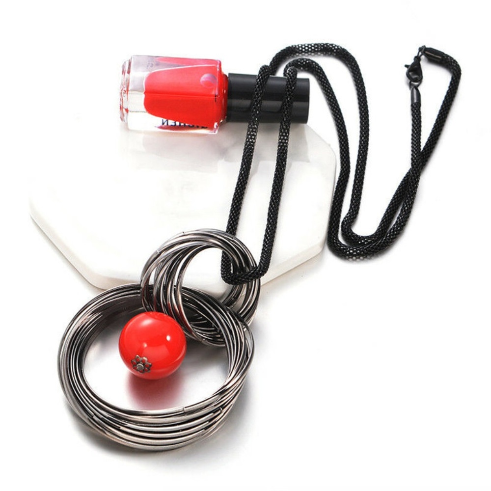 Handmade Red Ball Pendant Long Necklaces
